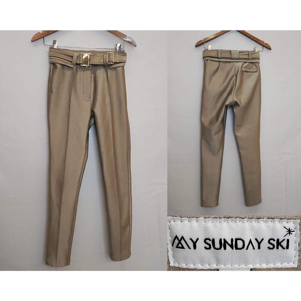 My Sunday Ski Pants Women's XS Taupe Brown Belted Softshell #W4711